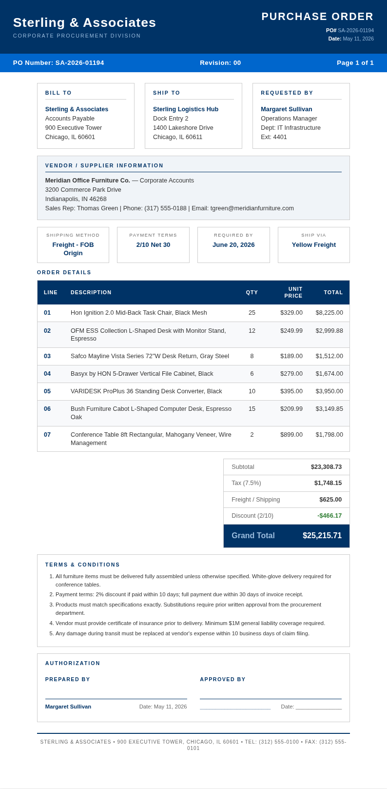 Corporate standard Purchase Order